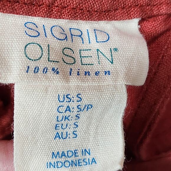 Sigrid Olsen Dress Womens Small Coral Linen Sleeveless High Neck Shift Keyhole - Picture 10 of 10